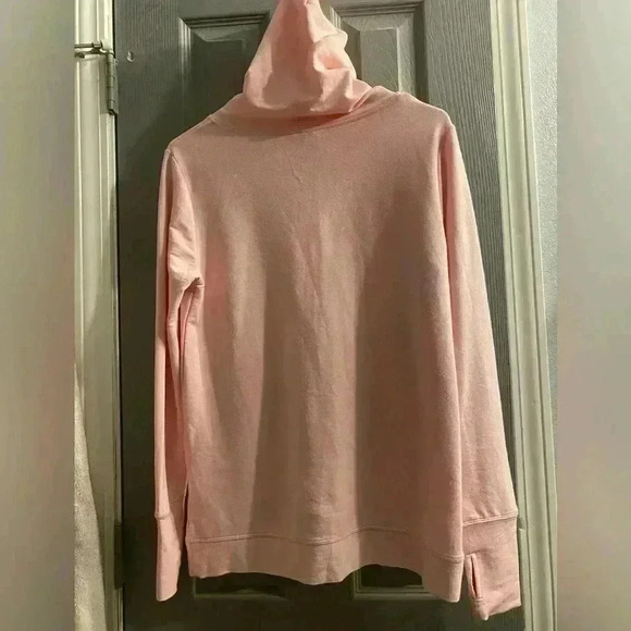 Women’s lightweight pink pullover hoodie thumb holes & a crossover at waist SM - Picture 7 of 8